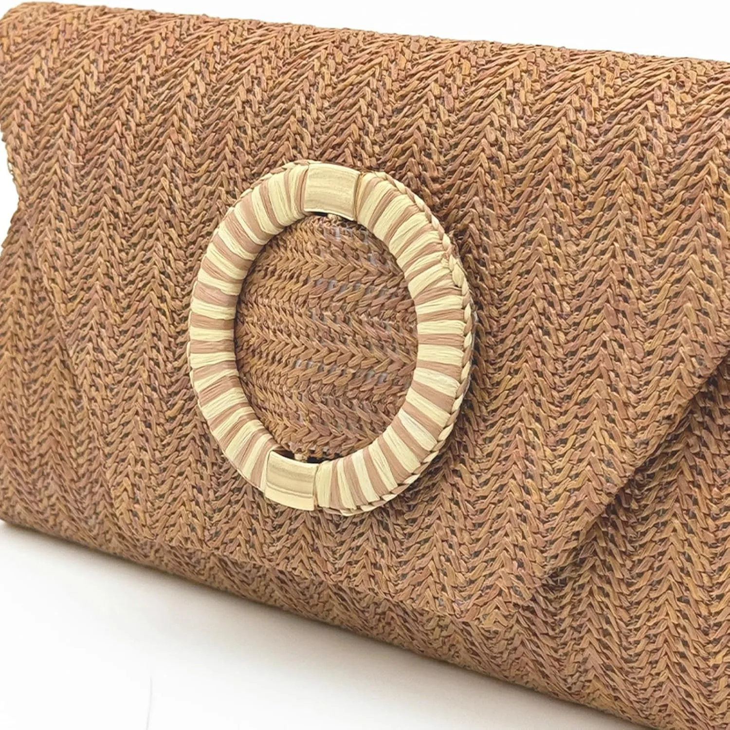 2025 Woven Straw Clutch Elegant Flap Envelope Bag Chain Crossbody Evening Purse Beach Wedding Handbag