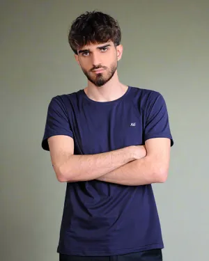 2H #CX81400 Navy Short Sleeve Basic T-shirt