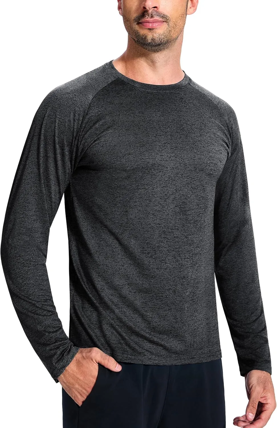 3 Pack Men's Dry Fit Quick Dry Long Sleeve Shirts -Performance Workout Running Gym Sun Protection Crew Tees Tshirts