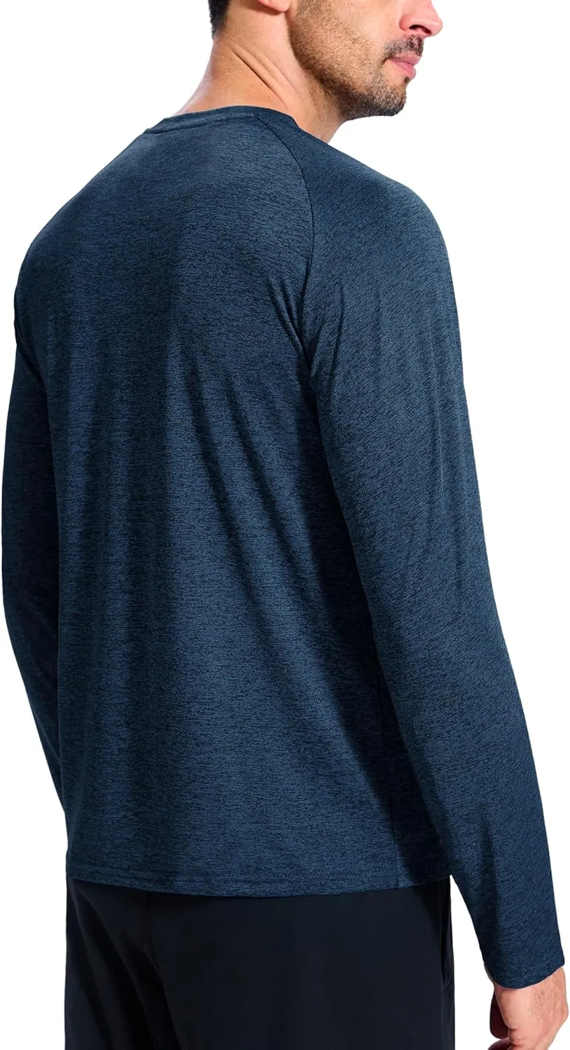 3 Pack Men's Dry Fit Quick Dry Long Sleeve Shirts -Performance Workout Running Gym Sun Protection Crew Tees Tshirts
