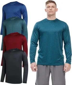 4 Pack Long Sleeve Shirts for Men Dry-Fit Moisture Wicking T-Shirts for Fishing Hiking Workout Gym