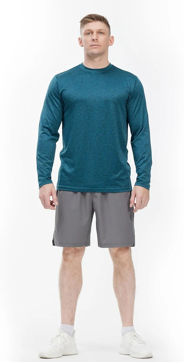 4 Pack Long Sleeve Shirts for Men Dry-Fit Moisture Wicking T-Shirts for Fishing Hiking Workout Gym
