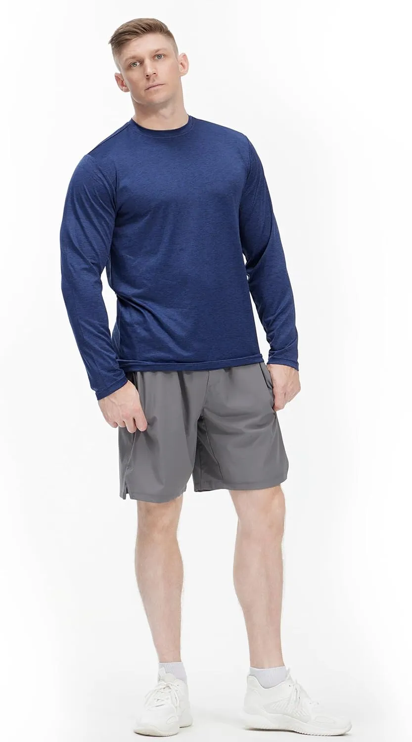 4 Pack Long Sleeve Shirts for Men Dry-Fit Moisture Wicking T-Shirts for Fishing Hiking Workout Gym