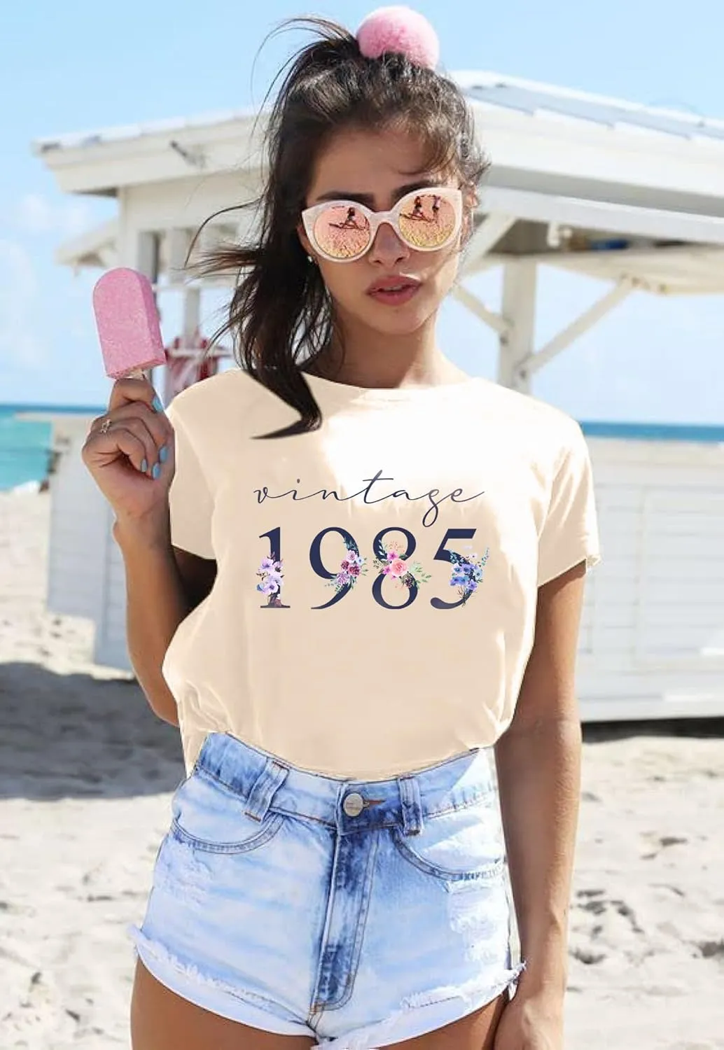 40th Birthday Shirts for Women Vintage 1985 T Shirts Retro Party Gifts Casual Short Sleeve Tee Tops