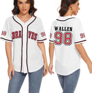 98 Baseball Jersey Women Country Vintage Music Shirts Graphic Fan Tshirt Button Down Short Sleeve Tops