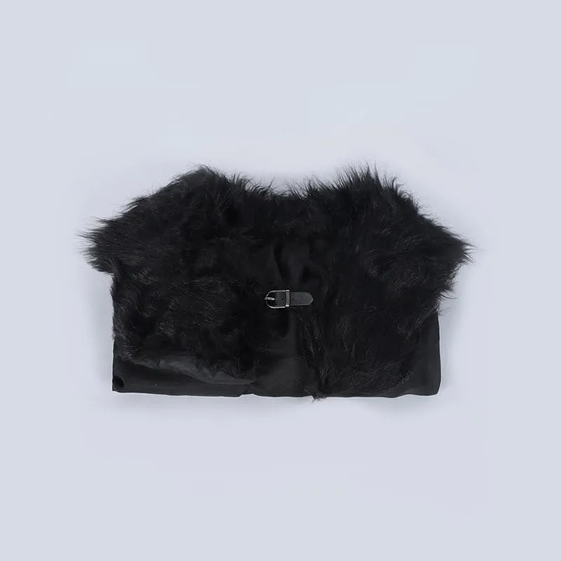 Adult Renaissance Black Hooded Cloak Cape with Fur Medieval VikingsDark Robe