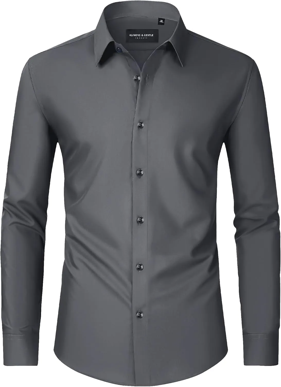 Alimens & Gentle Mens Dress Shirts Long Sleeve Wrinkle-Free Formal Shirts Wedding Dating Business Casual Button Down Shirt