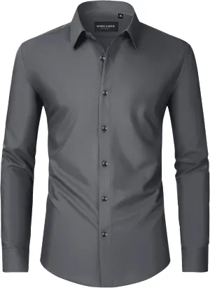 Alimens & Gentle Mens Dress Shirts Long Sleeve Wrinkle-Free Formal Shirts Wedding Dating Business Casual Button Down Shirt