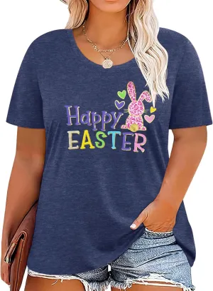 Anbech Plus Size Tshirt for Women Crewneck Graphic Tees Summer Outfits Short Sleeve Casual Shirt