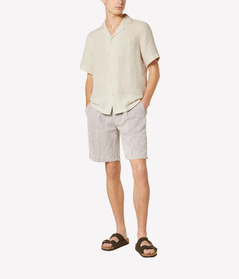Angelo Linen Short Sleeve Shirt in Ecru