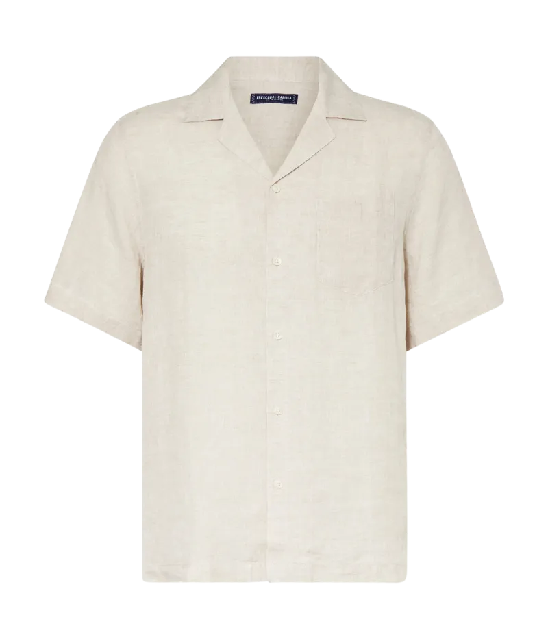 Angelo Linen Short Sleeve Shirt in Ecru