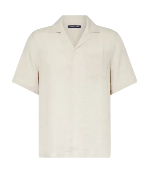 Angelo Linen Short Sleeve Shirt in Ecru