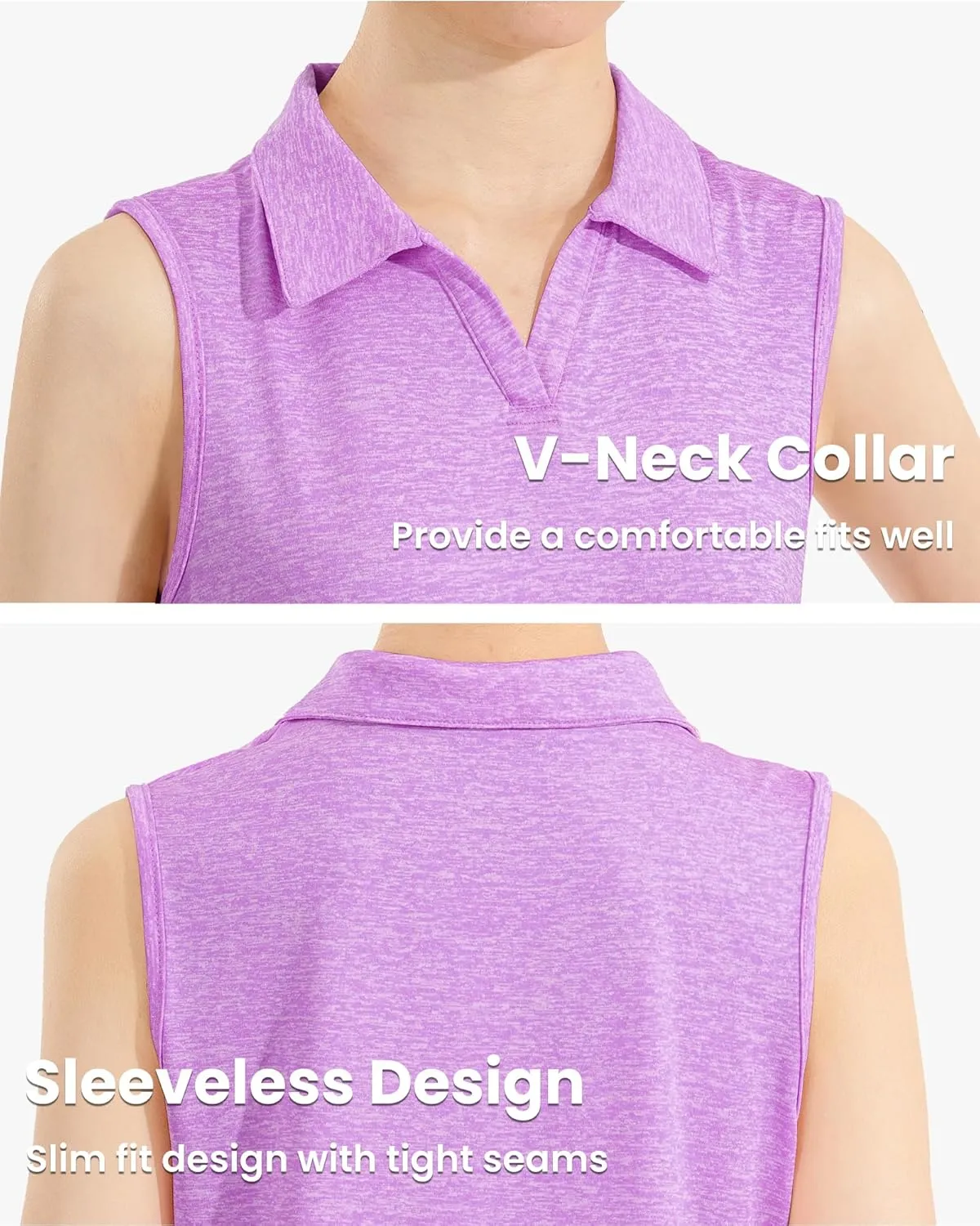 Auranso Girls Sleeveless Polo Shirts V-Neck Golf Tennis T-Shirts with Collared Quick Dry Tank Tops