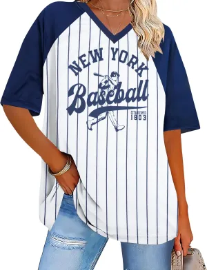 Baseball Graphic Shirts for Women Baseball Fan T-Shirts Baseball Team Tee Game Day Outfits Casual Tops