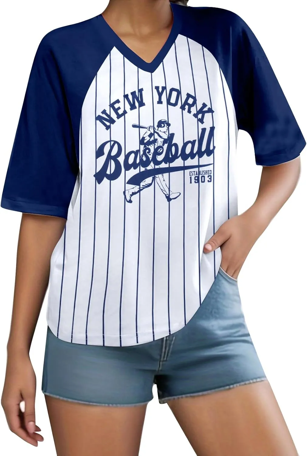 Baseball Graphic Shirts for Women Baseball Fan T-Shirts Baseball Team Tee Game Day Outfits Casual Tops