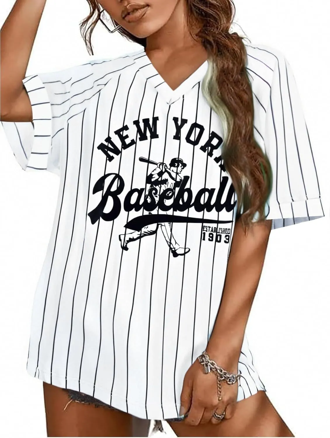 Baseball Graphic Shirts for Women Baseball Fan T-Shirts Baseball Team Tee Game Day Outfits Casual Tops