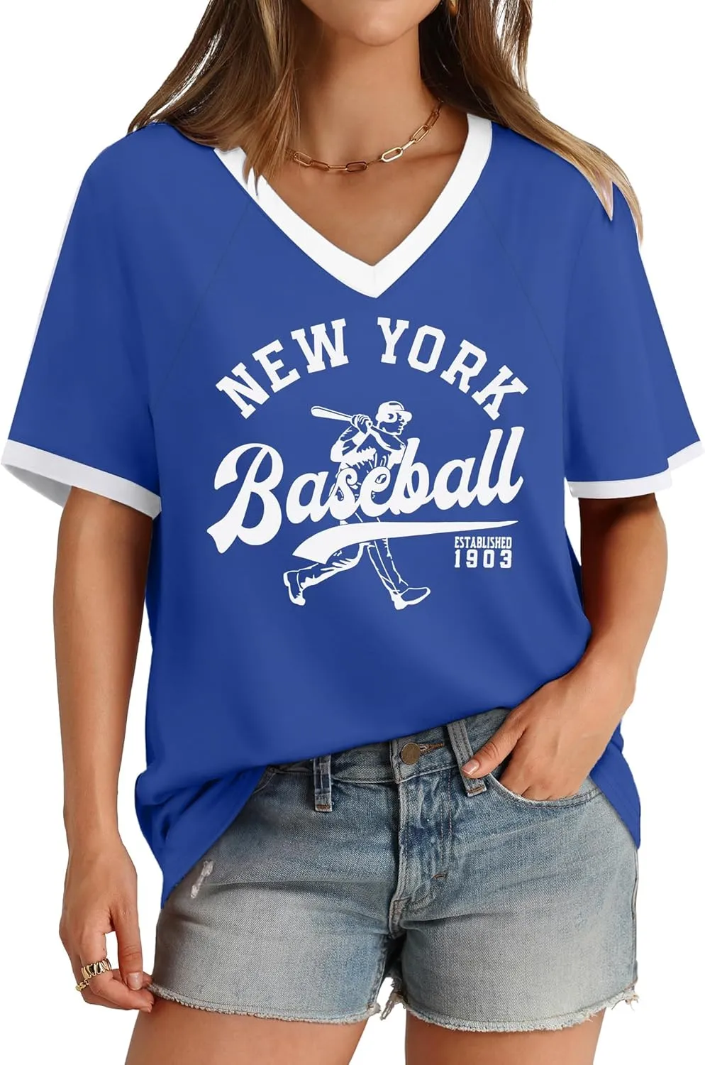 Baseball Graphic Shirts for Women Baseball Fan T-Shirts Baseball Team Tee Game Day Outfits Casual Tops