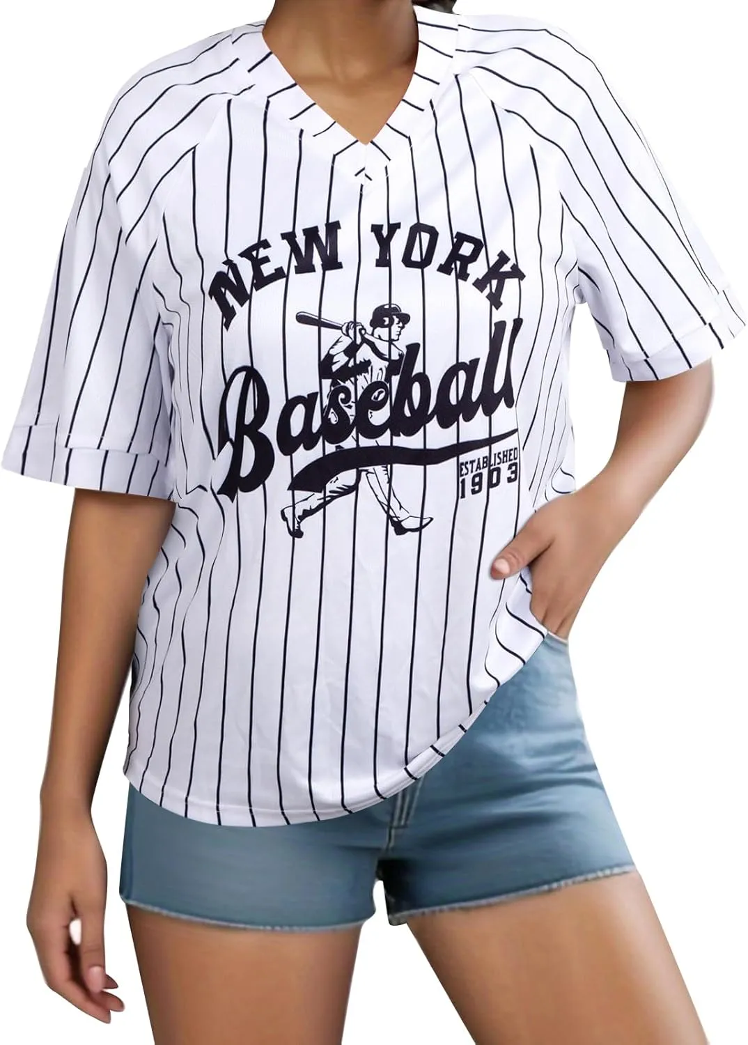 Baseball Graphic Shirts for Women Baseball Fan T-Shirts Baseball Team Tee Game Day Outfits Casual Tops