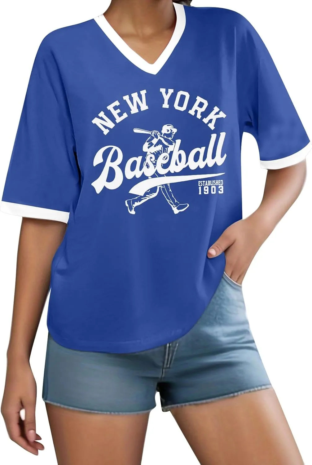 Baseball Graphic Shirts for Women Baseball Fan T-Shirts Baseball Team Tee Game Day Outfits Casual Tops
