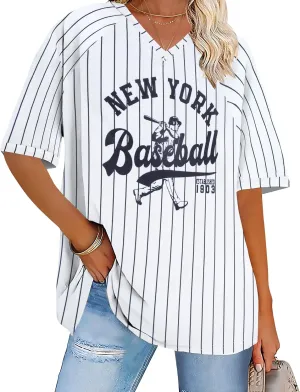 Baseball Graphic Shirts for Women Baseball Fan T-Shirts Baseball Team Tee Game Day Outfits Casual Tops