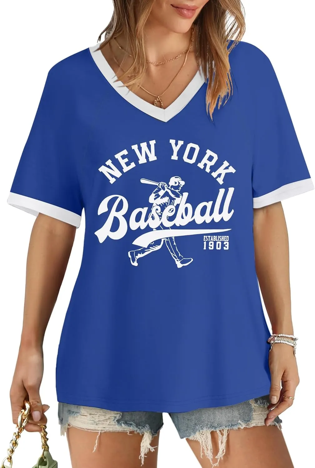 Baseball Graphic Shirts for Women Baseball Fan T-Shirts Baseball Team Tee Game Day Outfits Casual Tops
