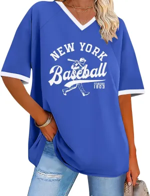 Baseball Graphic Shirts for Women Baseball Fan T-Shirts Baseball Team Tee Game Day Outfits Casual Tops