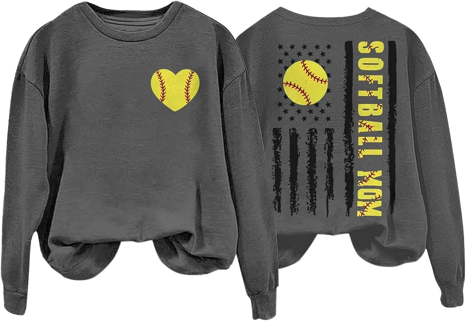 Baseball Mom Shirt Womens Long Sleeve Graphic Plus Size Softball Hoodies Heart Printed Casual Pullover Tops