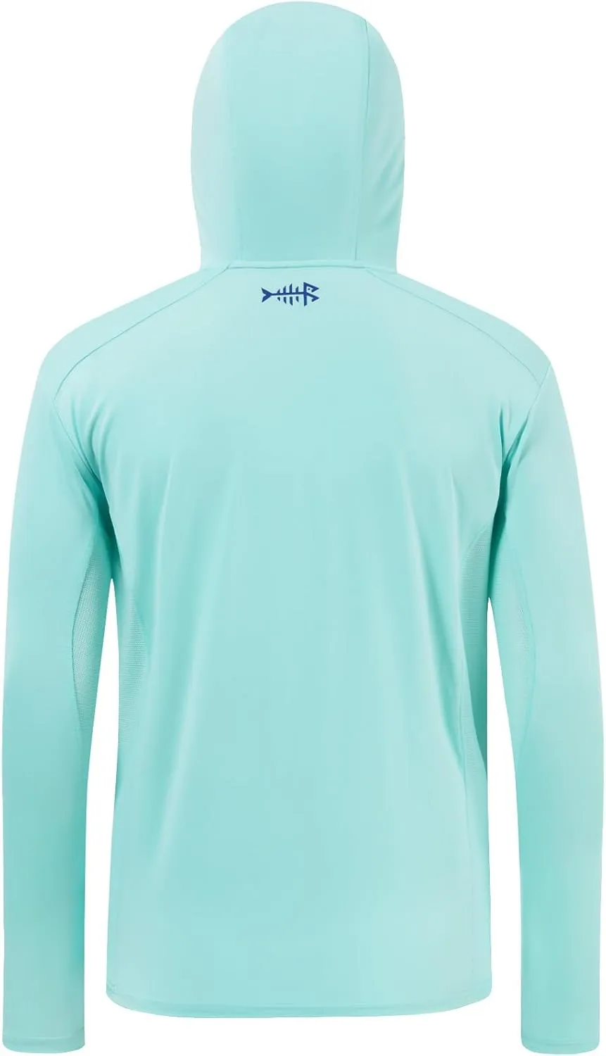 BASSDASH Mens UPF 50  Drawstring Fishing Hoodie Shirts UV Sun Protection Long Sleeve Outdoor Hiking Hooded T-Shirts FS33M