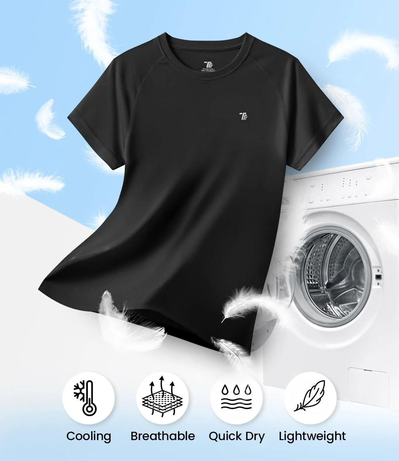 BASUDAM Women's Short Sleeve T-Shirts Quick Dry Cooling UPF 50  Lightweight Athletic Shirts Running Workout Tops