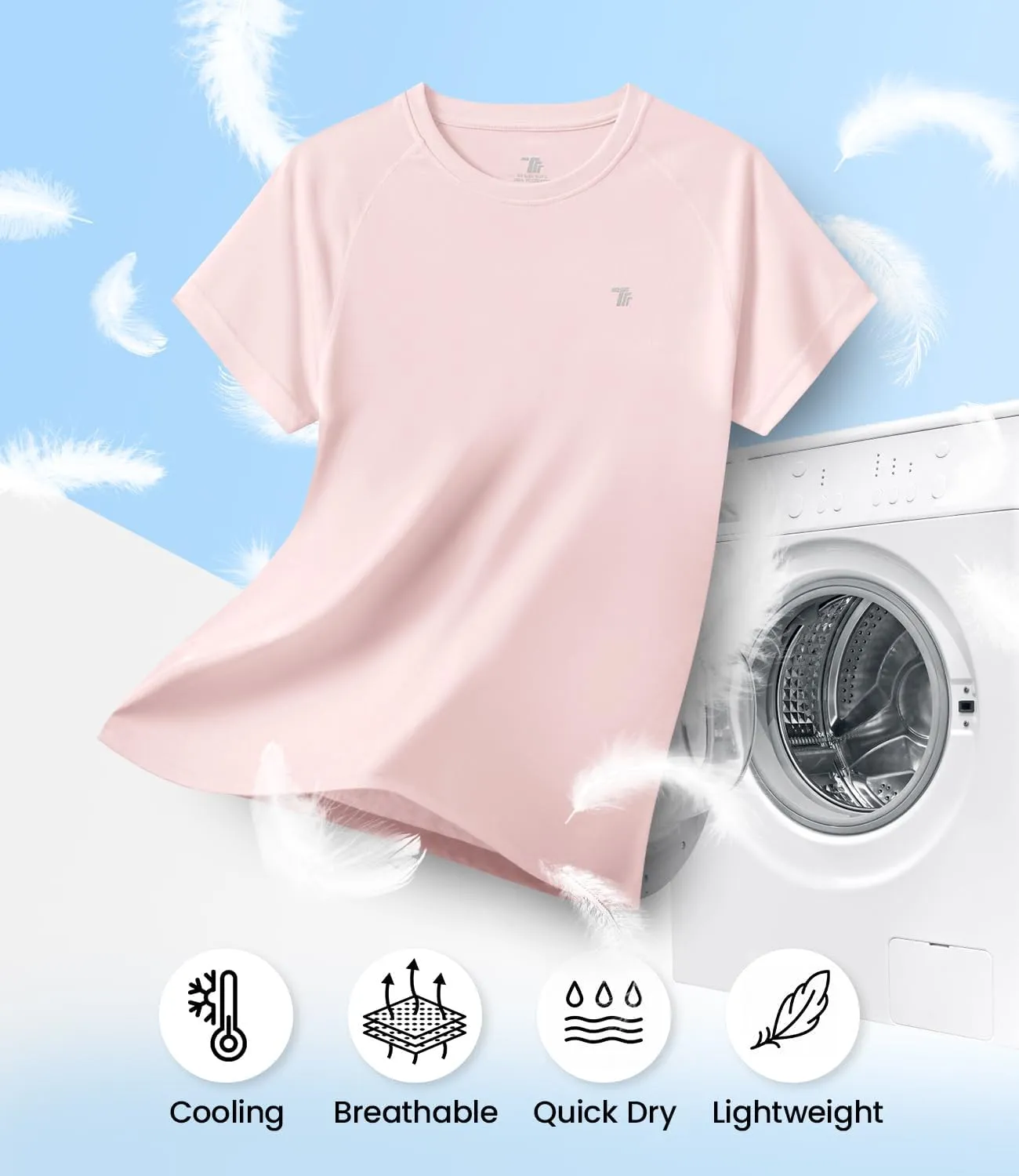 BASUDAM Women's Short Sleeve T-Shirts Quick Dry Cooling UPF 50  Lightweight Athletic Shirts Running Workout Tops