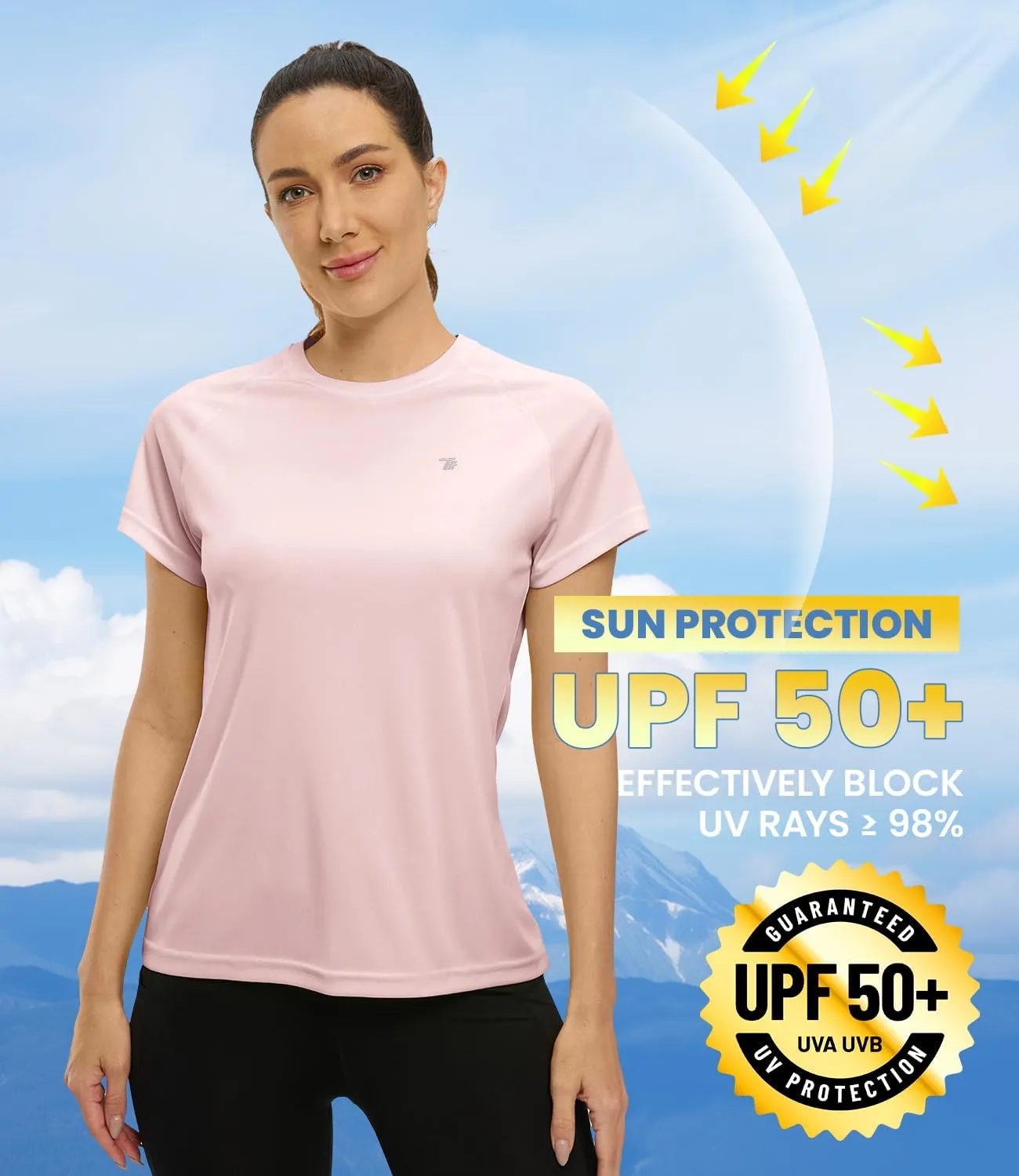 BASUDAM Women's Short Sleeve T-Shirts Quick Dry Cooling UPF 50  Lightweight Athletic Shirts Running Workout Tops