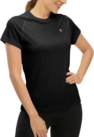 BASUDAM Women's Short Sleeve T-Shirts Quick Dry Cooling UPF 50  Lightweight Athletic Shirts Running Workout Tops