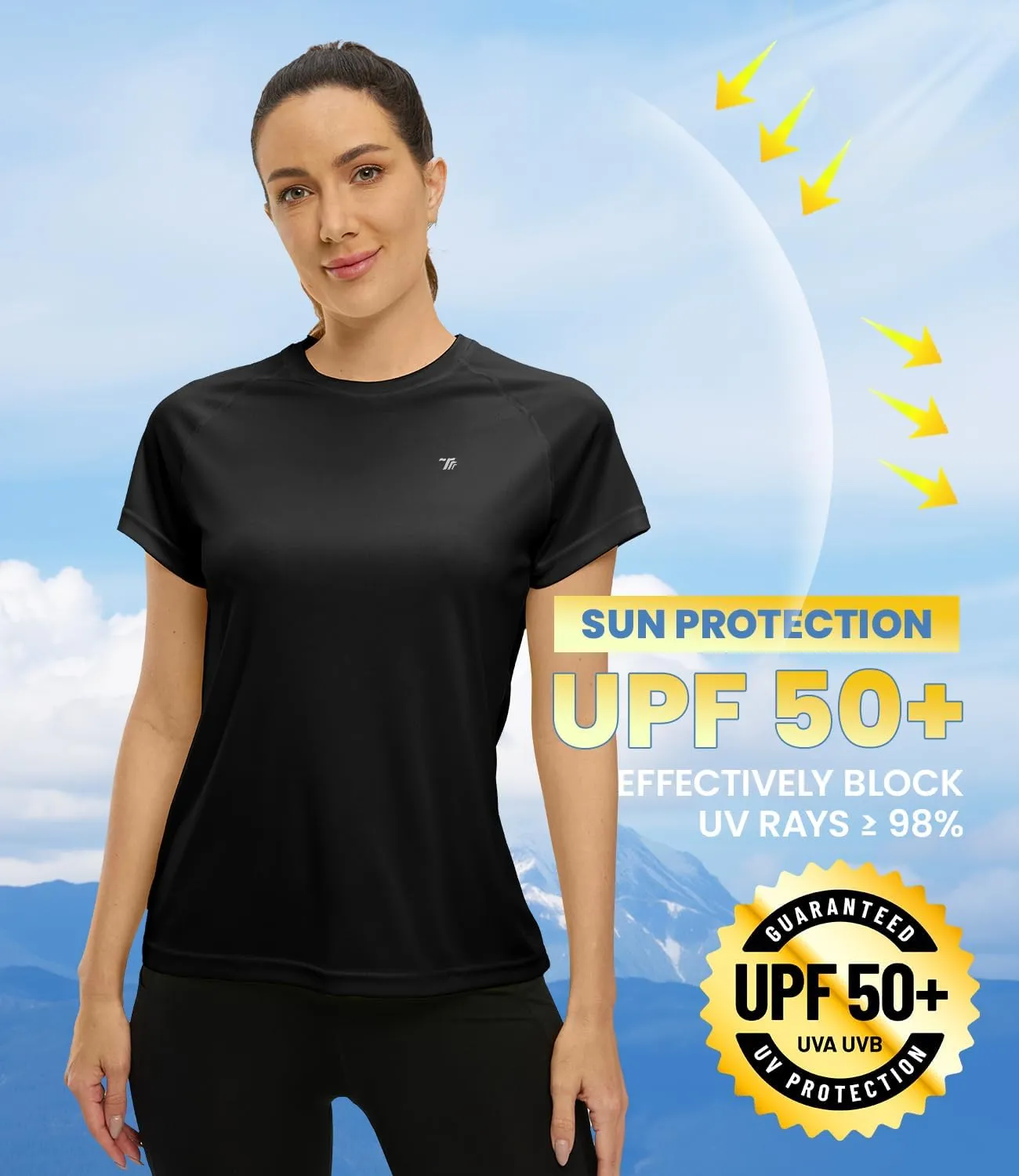 BASUDAM Women's Short Sleeve T-Shirts Quick Dry Cooling UPF 50  Lightweight Athletic Shirts Running Workout Tops