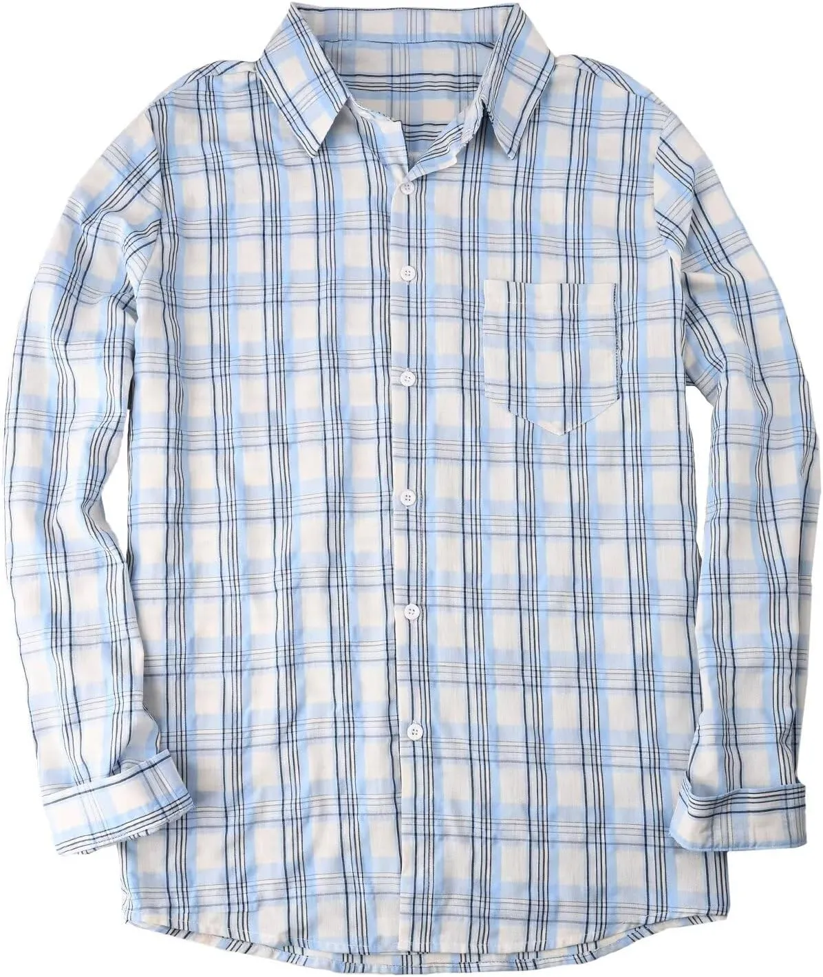 BAYAMO Men's Button-Down Plaid Shirts Casual Long Sleeve Cotton Linen Shirts for Men Fashion Business Shirt