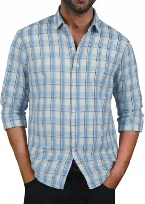 BAYAMO Men's Button-Down Plaid Shirts Casual Long Sleeve Cotton Linen Shirts for Men Fashion Business Shirt