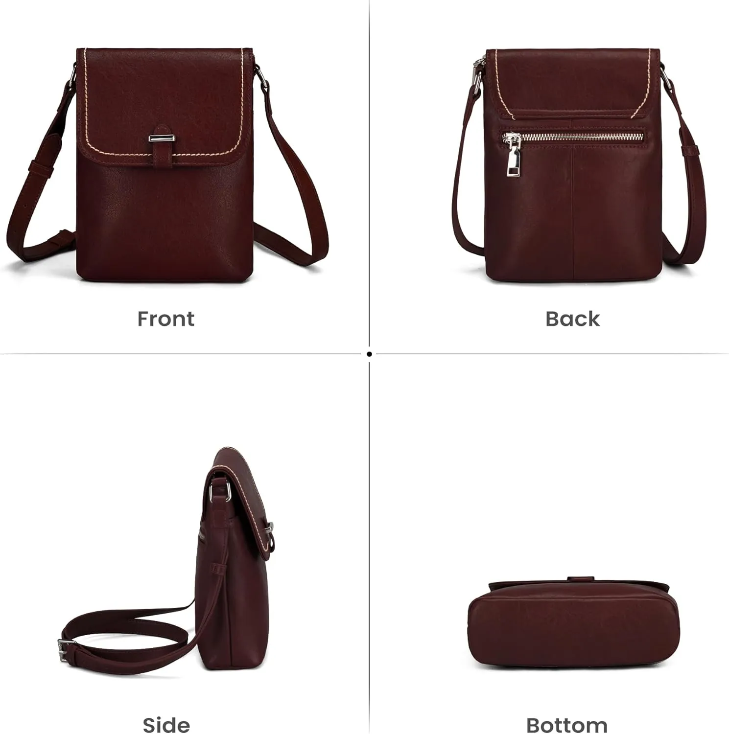 befen Genuine Leather Small Crossbody Bags for Women, Womens Cell Phone Purses Cross body Bag Purse with RFID Card Slots