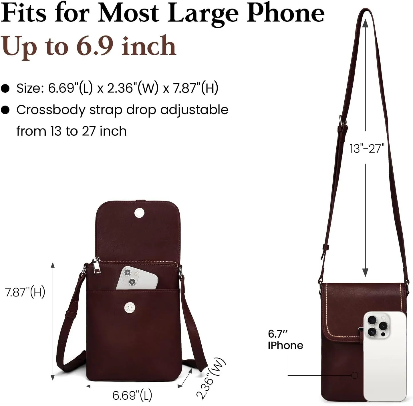 befen Genuine Leather Small Crossbody Bags for Women, Womens Cell Phone Purses Cross body Bag Purse with RFID Card Slots