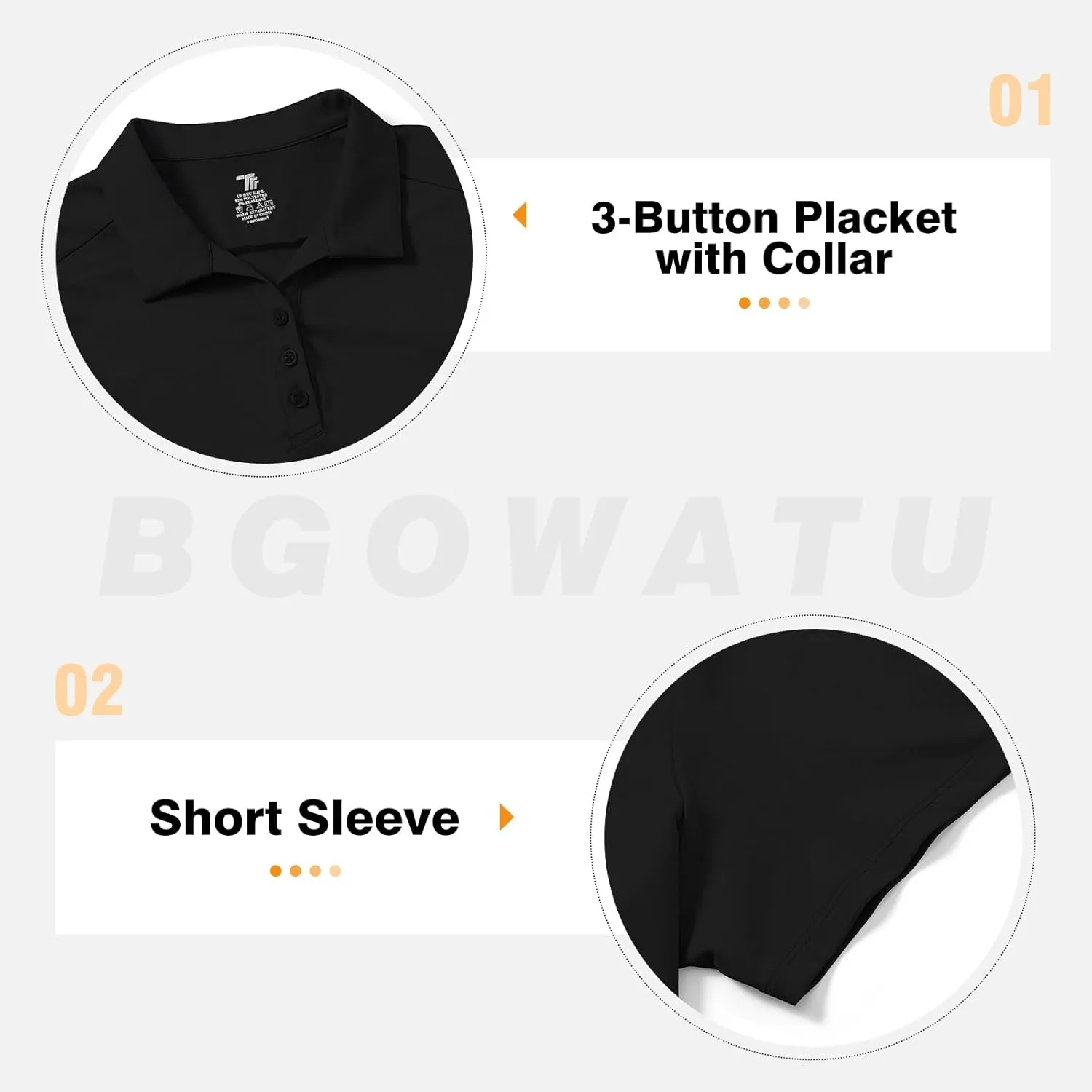BGOWATU Women's Polo Shirts Golf Tennis Shirts Short Sleeve 3 Buttons Collared Casual Top UV Sun Protection Dry Fit