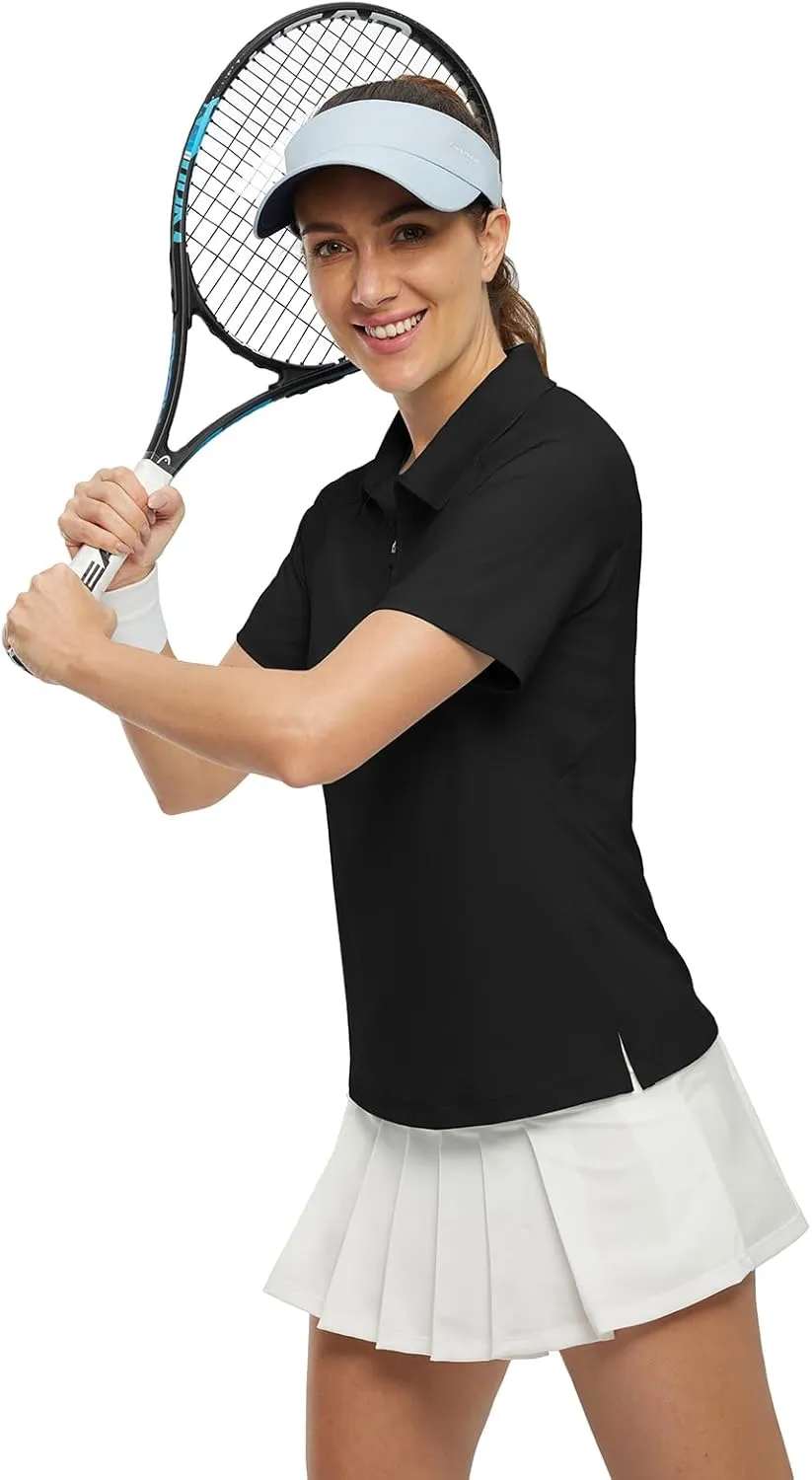 BGOWATU Women's Short Sleeve Golf Polo Shirts 1/4 Zip Tennis Tops Collared T-Shirts UV Protection Quick Dry