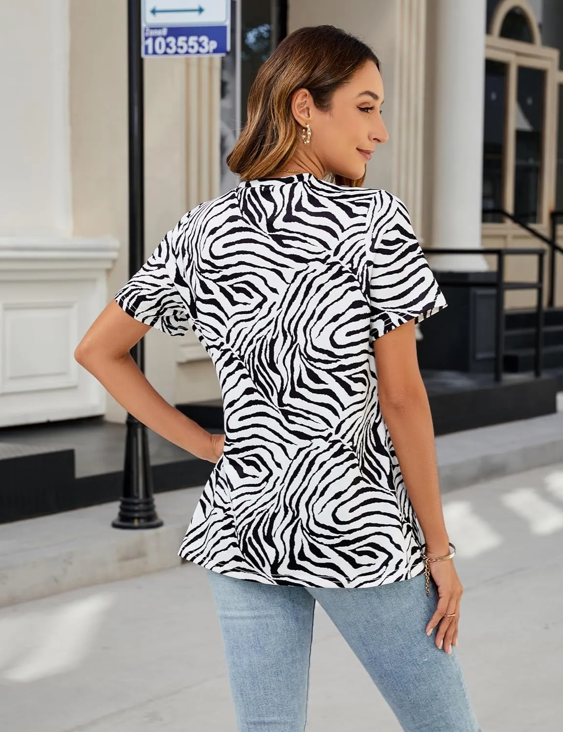 Blooming Jelly Womens Leopard Print Tops Short Sleeve Round Neck Casual T Shirts Tees