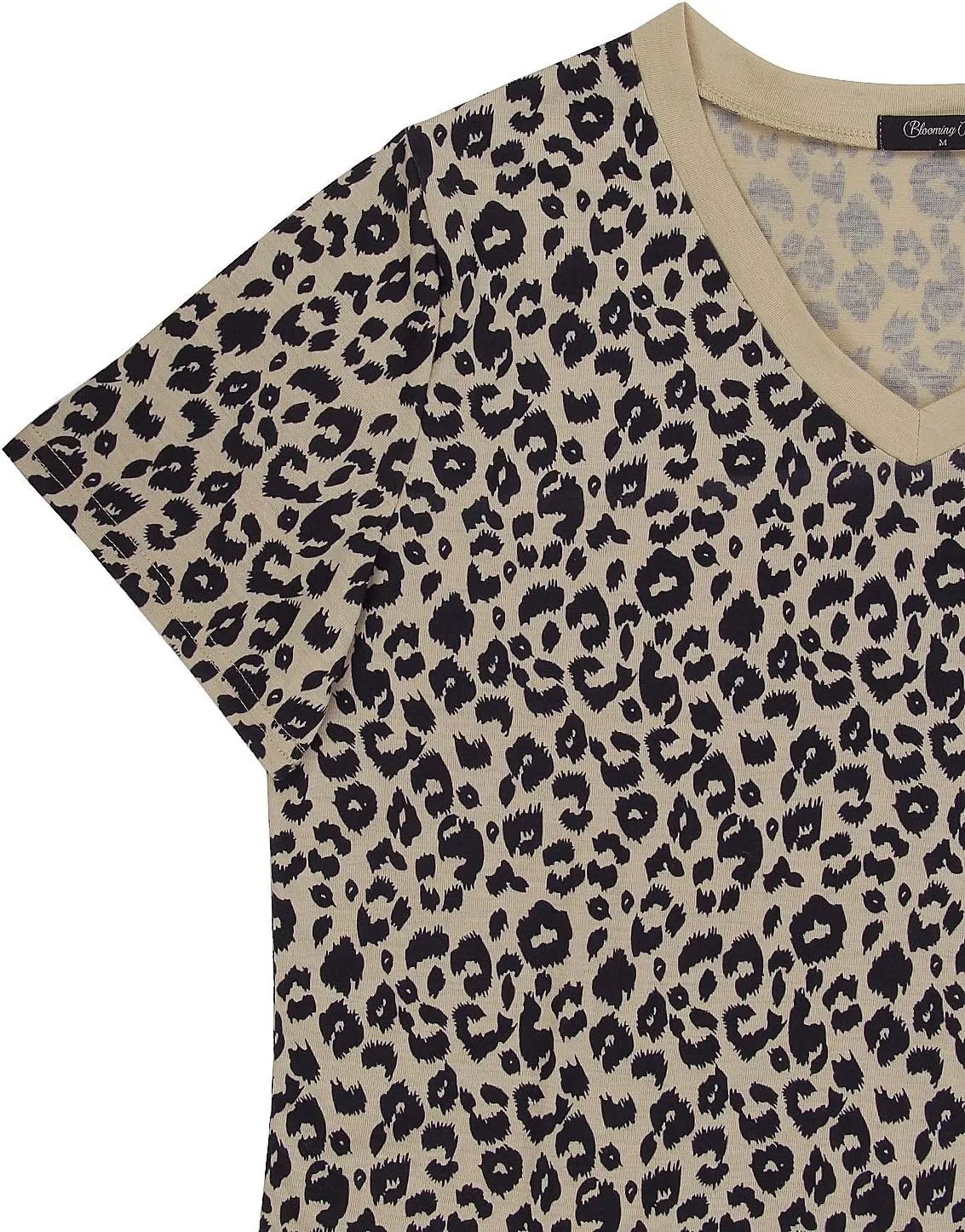 Blooming Jelly Womens Leopard Print Tops Short Sleeve Round Neck Casual T Shirts Tees