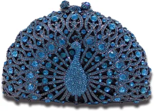 Boutique De FGG Peacock Clutch Bag Women Crystal Evening Handbags Bridal Wedding Rhinestone Clutch Purse Party Prom Bag,Mini