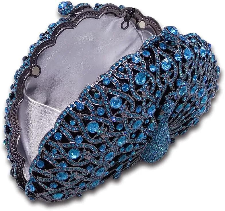 Boutique De FGG Peacock Clutch Bag Women Crystal Evening Handbags Bridal Wedding Rhinestone Clutch Purse Party Prom Bag,Mini