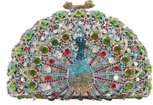 Boutique De FGG Peacock Clutch Bag Women Crystal Evening Handbags Bridal Wedding Rhinestone Clutch Purse Party Prom Bag,Mini