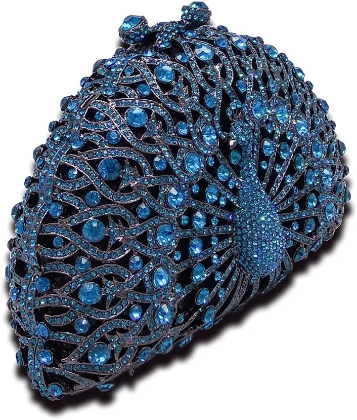 Boutique De FGG Peacock Clutch Bag Women Crystal Evening Handbags Bridal Wedding Rhinestone Clutch Purse Party Prom Bag,Mini