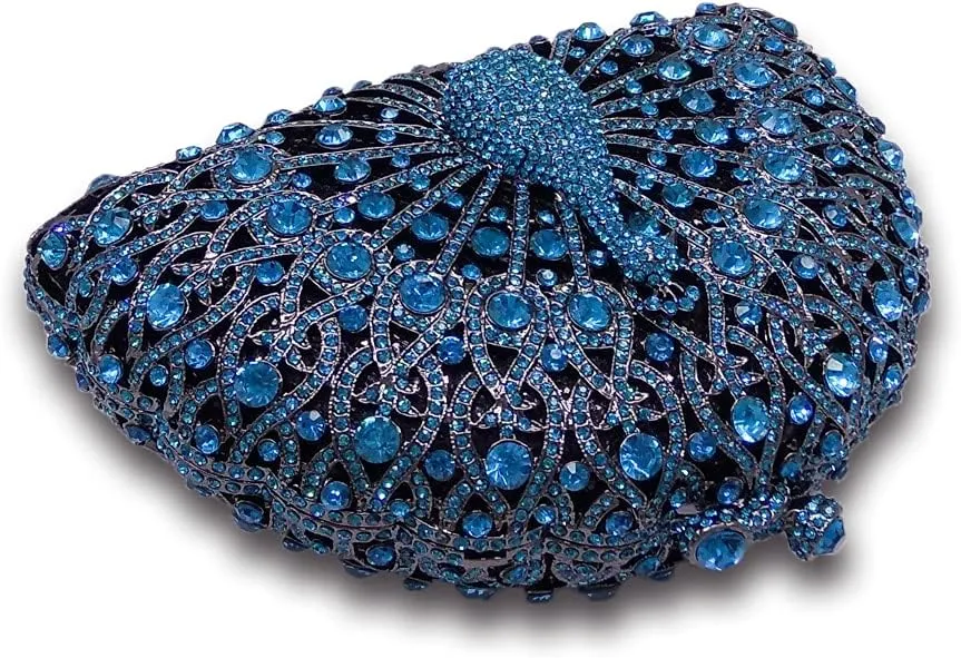 Boutique De FGG Peacock Clutch Bag Women Crystal Evening Handbags Bridal Wedding Rhinestone Clutch Purse Party Prom Bag,Mini