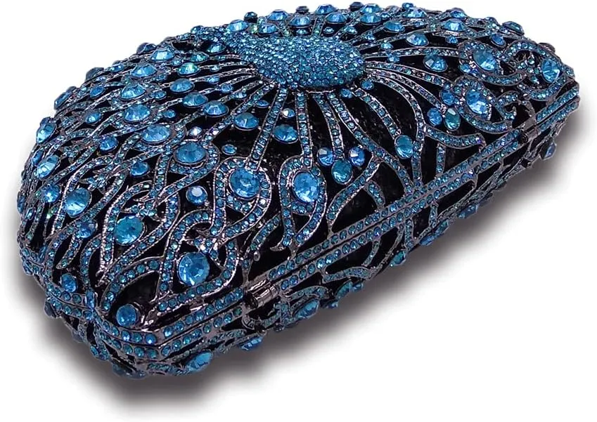 Boutique De FGG Peacock Clutch Bag Women Crystal Evening Handbags Bridal Wedding Rhinestone Clutch Purse Party Prom Bag,Mini