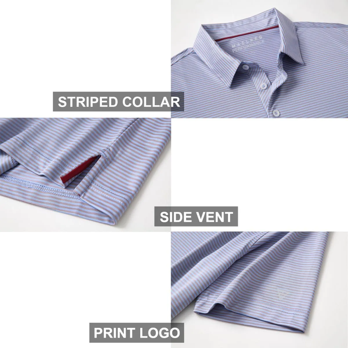 Boys Polo Shirts Short Sleeve Striped Performance Moisture Wicking Dry Fit Golf Shirts for Boys Youth Kids