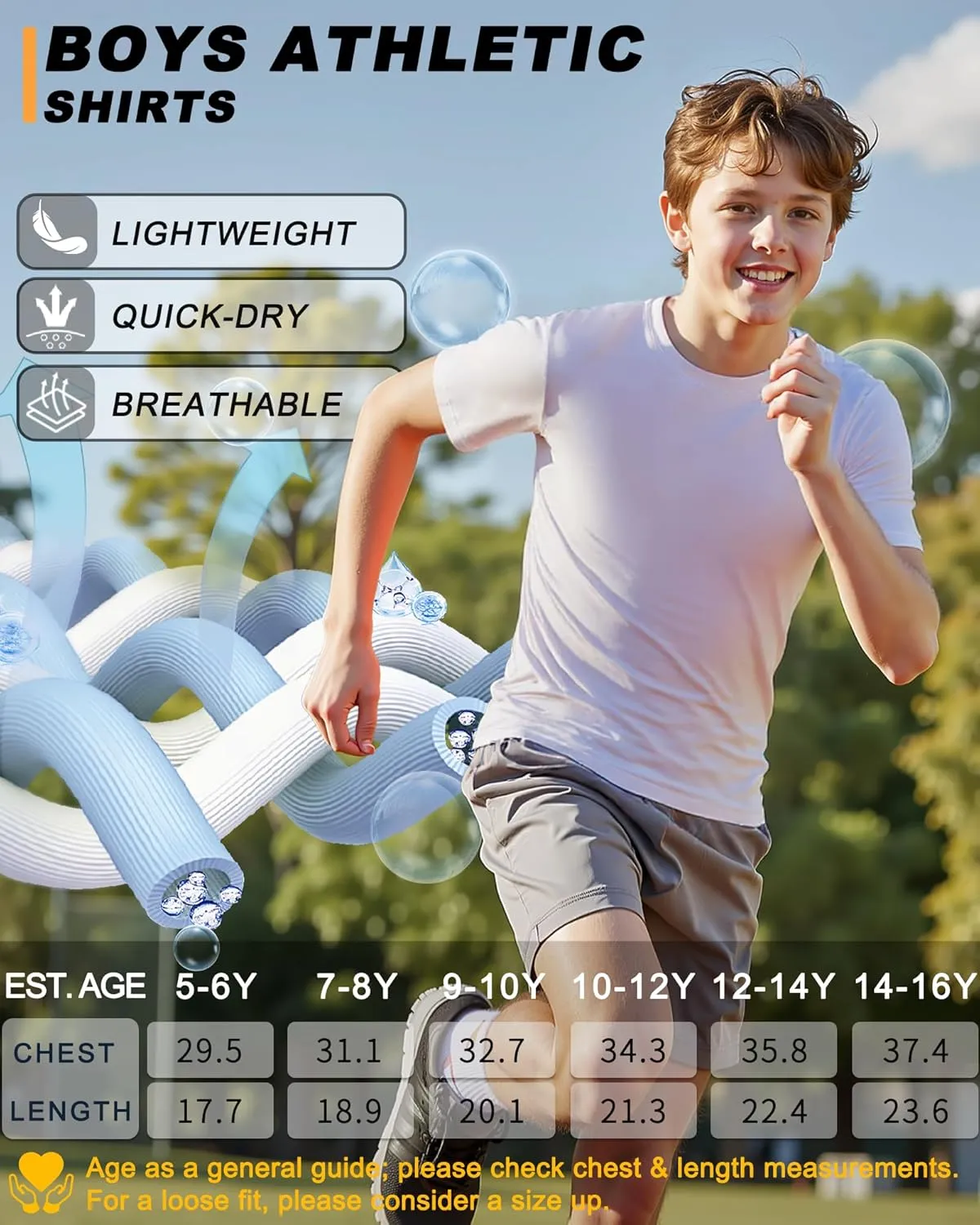 Boys Shirts Athletic Dry Fit Tees Moisture Wicking Quick Dry Short Sleeve T-Shirts Sports Training Outdoor Activewear Tops