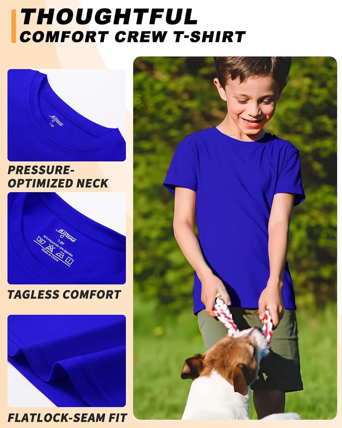 Boys Shirts Athletic Dry Fit Tees Moisture Wicking Quick Dry Short Sleeve T-Shirts Sports Training Outdoor Activewear Tops